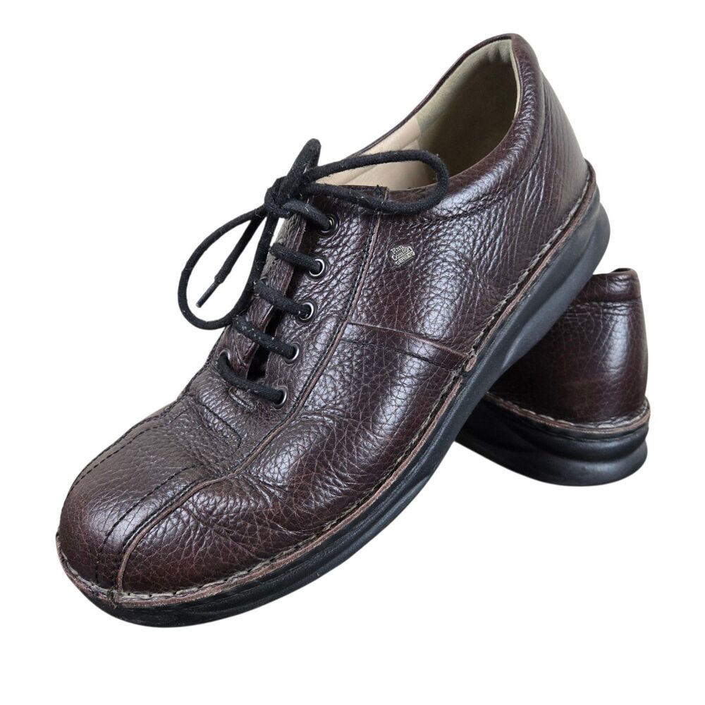 Finn Comfort Dijon Lace Up Oxford Sz 9.5 Brown Pebbled Leather Grandpacore